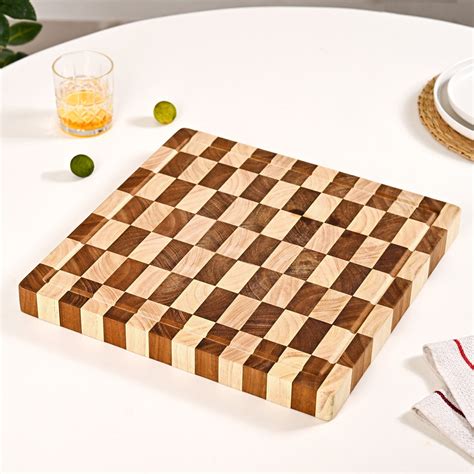 Thick Acacia Wood Square Chopping Board Online - Premium Platter | Nestasia