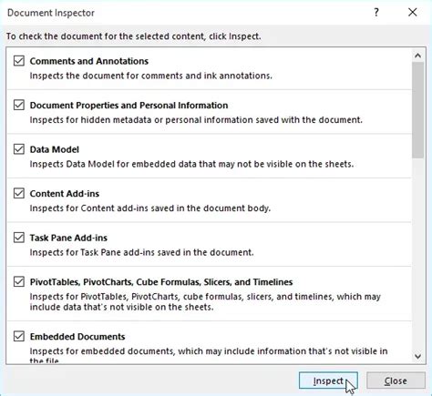 Inspecting and Protecting Workbooks in Microsoft Excel