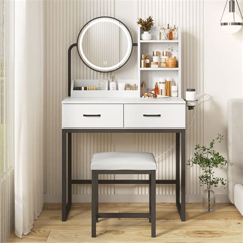 Amazon.com: Makeup Vanity Desk with Mirror and Lights, Cute Vanity ...