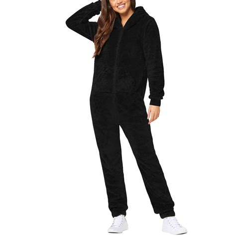 Adult Onesie Pajamas for Women, Teddy Fleece Womens Zipper Onesie ...