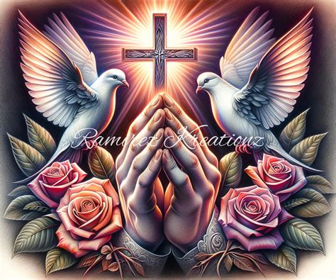 Prayer Hands / Praying Hands / Jesus / Doves / Memorial / Digital Art ...