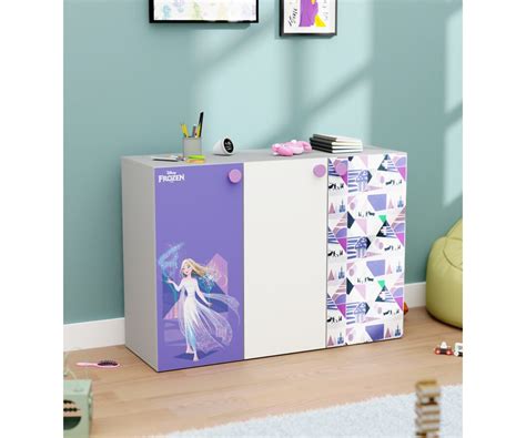 Buy Boingg Frozen Engineered Wood Kids Storage Cabinet with Triple Door ...