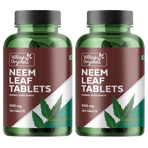 Village Organics Neem Leaf Tablets Tablets 500mg (180 Tablets) pack of ...