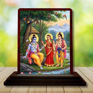 HitechMart Car Desk/Table Top Lord Rama Sita And Lakshman Wooden Photo ...
