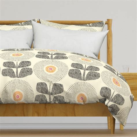 Mid Century Modern Bedding Sunflowers by Maeparadise Retro Floral Large ...