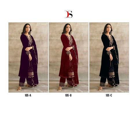 DEEPSY SUITS D NO 105 VELVET WITH BEAUTIFUL EMBROIDERY DESIGNER ...