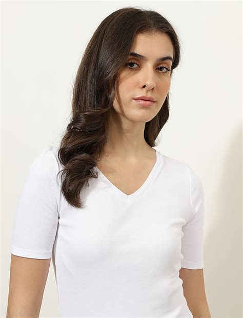 Buy Pure Cotton Solid V-Neck T-Shirt at Marks & Spencer