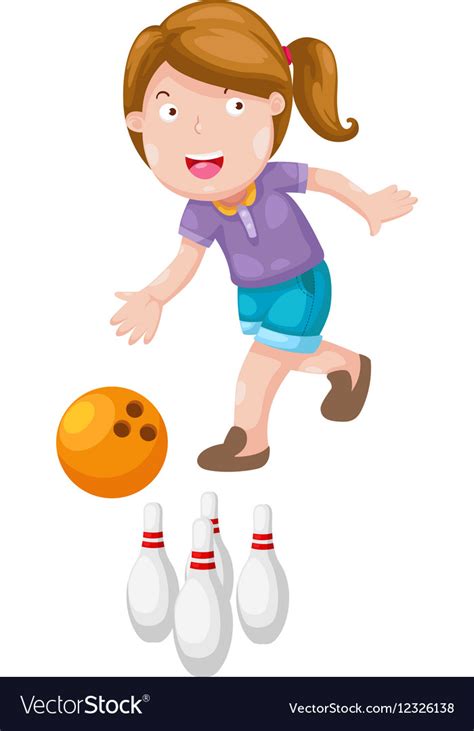 Girl bowling Royalty Free Vector Image - VectorStock