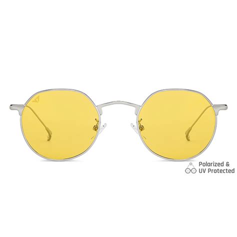 Buy Silver Yellow Solid Full Rim Round Vincent Chase Polarized The ...