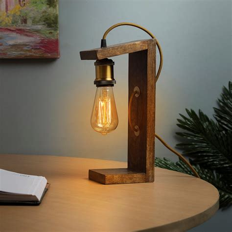Buy HOMESAKE Contemporary Brown Rustic Wooden Table Lamp from Homesake ...