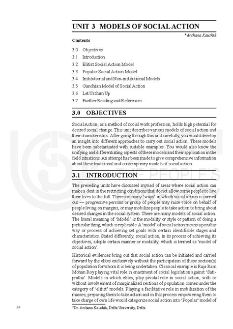 Models of Social Action: Insights from Community Development Unit 3 ...