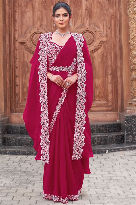 Buy Pink Embroidery Satin Silk Saree zb134332 | Saree Buta