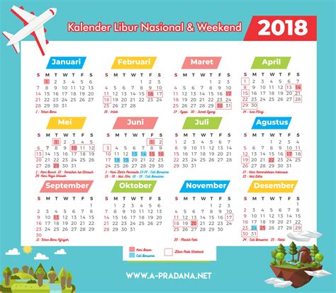 Kalender 2018 Indonesia Beserta Liburan Kejepit | a-pradana.net