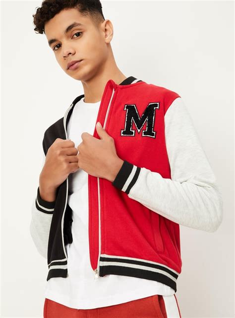 Buy Boys Colourblock Baseball Collar Jacket Online at just Rs. 999.0 ...