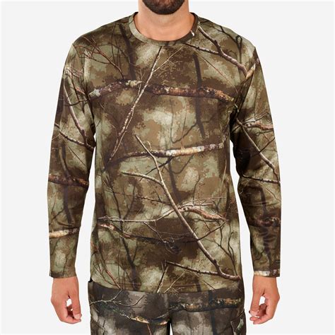 LONG-SLEEVE BREATHABLE T-SHIRT TREEMETIC 100 CAMOUFLAGE SOLOGNAC | Decathlon - camouflage long sleeve shirt