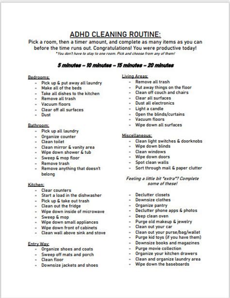 Adhd cleaning routine checklist pdf instant download etsy uk – Artofit