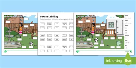 Garden Scene Labelling Worksheet