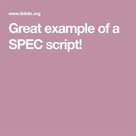 Image result for Spec Script Examples