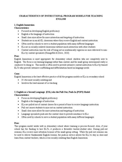 Image result for ESL Program Models