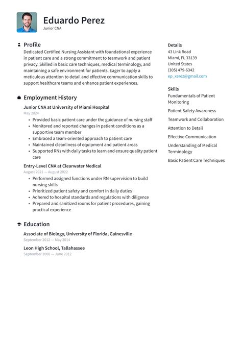 CNA Resume Sample 的图像结果