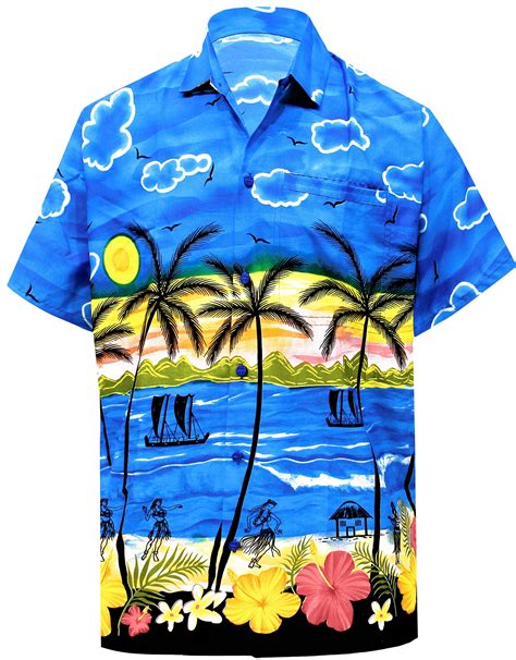 HAPPY BAY Men's Holiday Tropical Party Aloha Shirts Short Sleeve Button ...