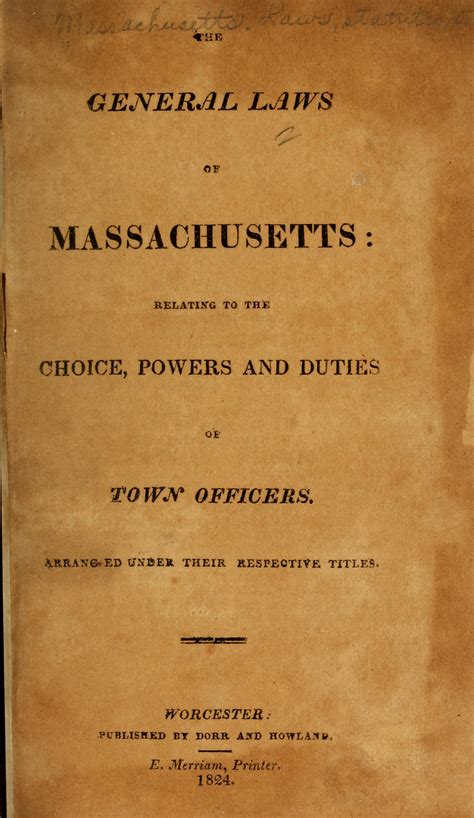 The General laws of Massachusetts: | Library of Congress