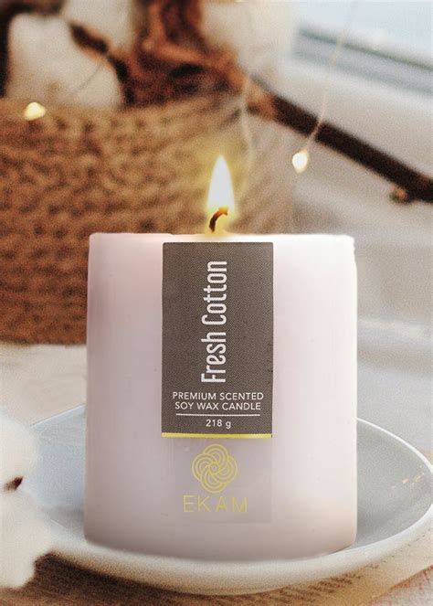 Get Fresh Cotton Pillar Soy Wax Scented Candle at ₹ 500 | LBB Shop
