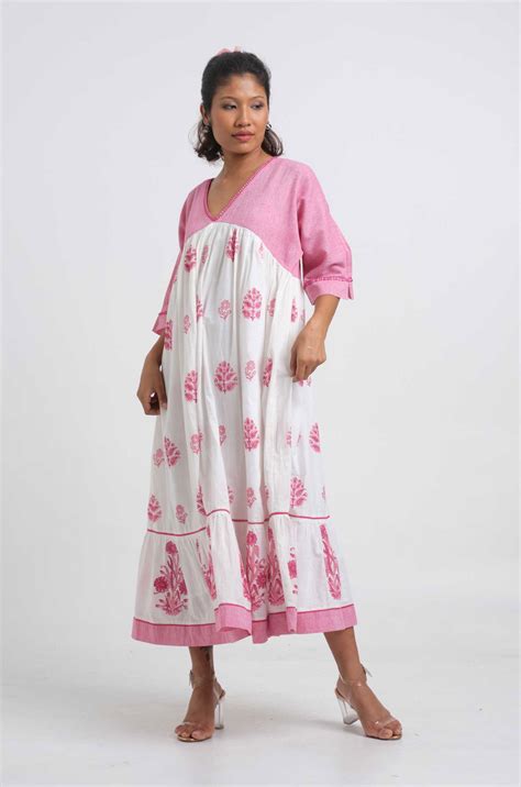 Block Print Mughal Dress – Cyan India
