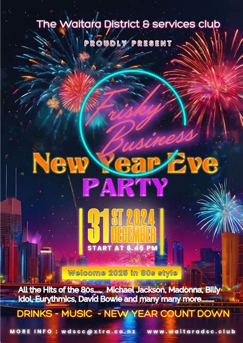 New Years Eve countdown with Frisky Business, Waitara District Services ...