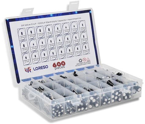Electrolytic Capacitor Assortment Kit Box by Loreso 600pcs 24 Value ...