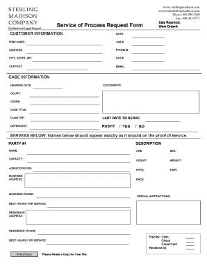 Image result for Notice of Service of Process Form