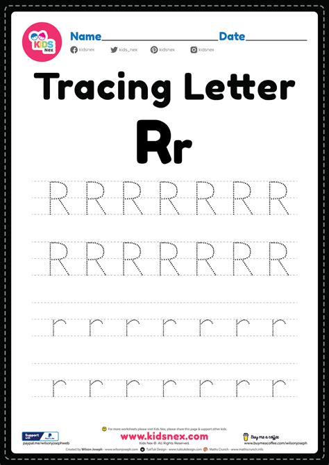Free Printable PDF - Tracing Letter R Alphabet Worksheet