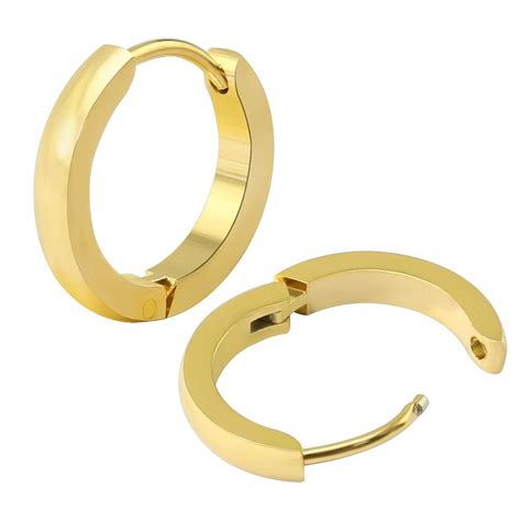 Buy Iconik Classic Gold Plain Thin Cambered Huggie Hoop Ear Lobe ...