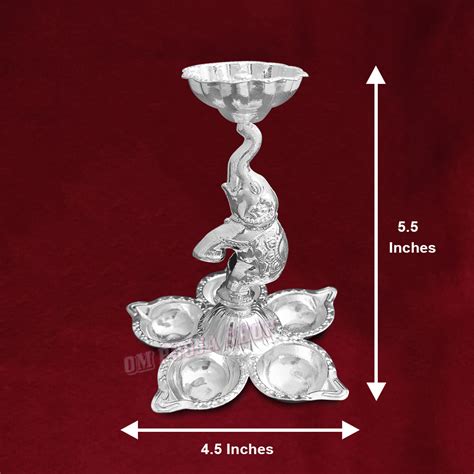 Elephant Five Face Flower Deepam / Diya in German Silver