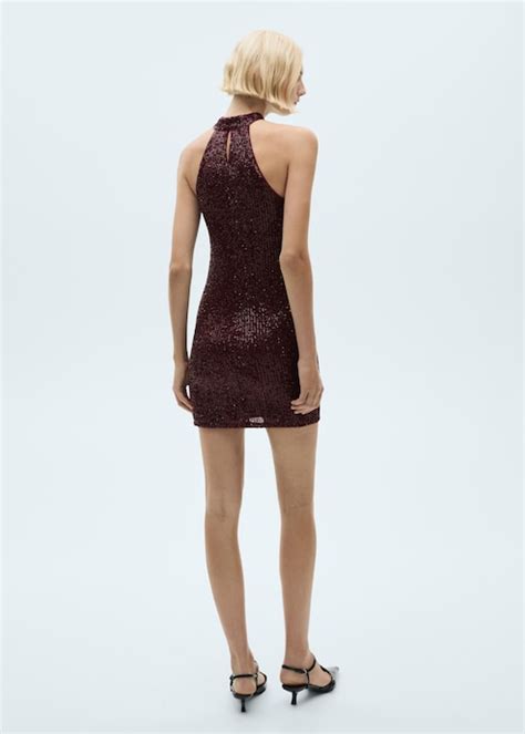 Sequined halter neck dress - Women | MANGO USA