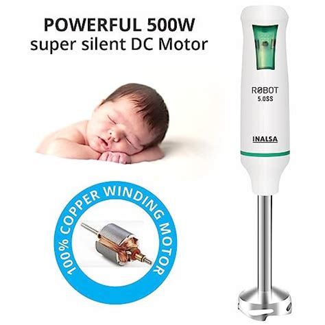 INALSA HAND BLENDER Robot 5.0 SS with Powerful Super Silent 500 Watt D ...