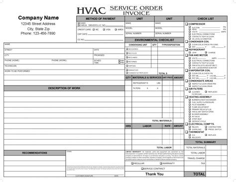 Printable Hvac Invoice Template Invoice Template Free 2016 Hvac Air ...