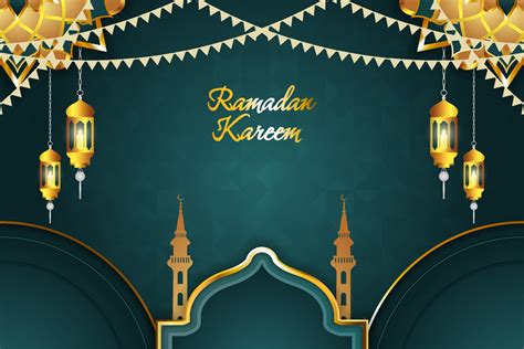 Background Ramadan Kareem Islamic green color with element 6328471 Vector Art at Vecteezy
