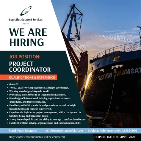 Logistics Support Services Namibia Vacancies 2025 for April 01 Posts at www.lssnamibia.com ...