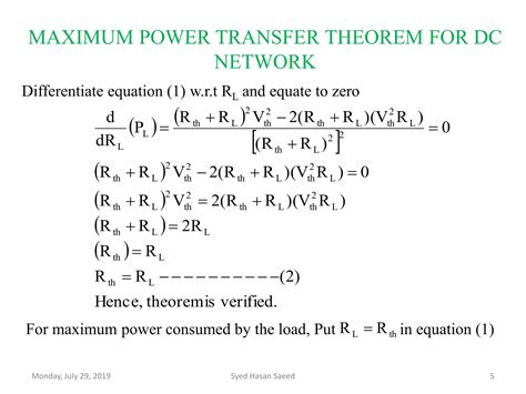 Max. power transfer theorem dc network (Revised) | PPTX
