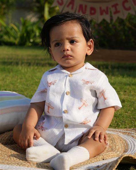 Little Sky Glider Print Premium Linen Coord Set – Funny Bones Clothings