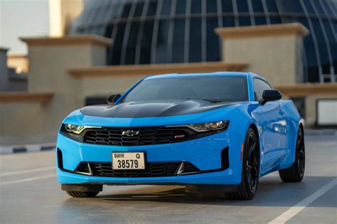 Rent Chevrolet Camaro Light Blue in Dubai - Coupe - Octane.Rent