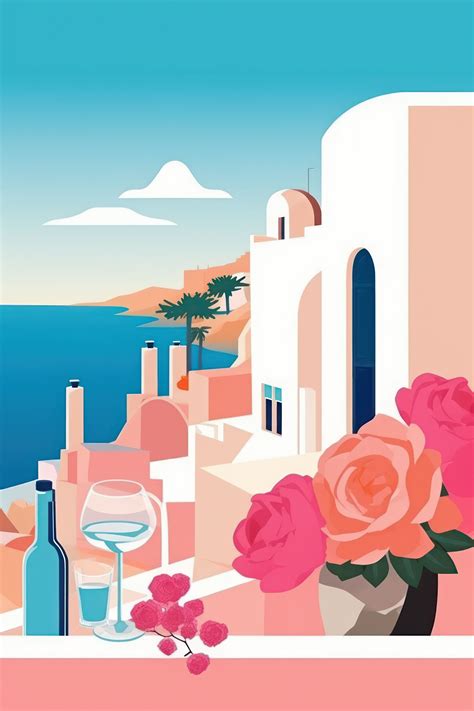 Red Flower with Roses on a Window in Greece