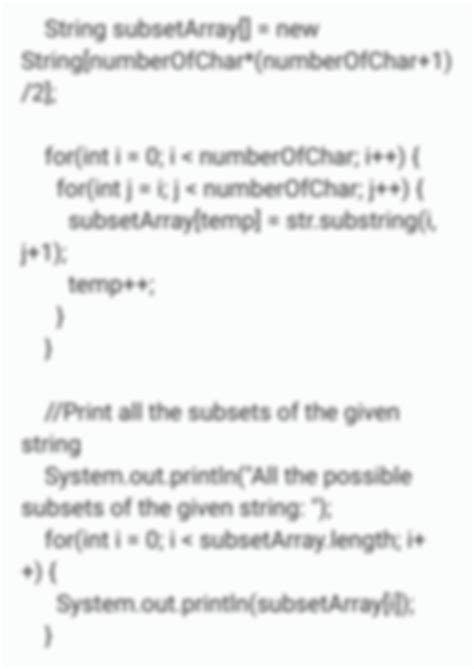 How to Find All Possible Substrings of a String Java 的图像结果