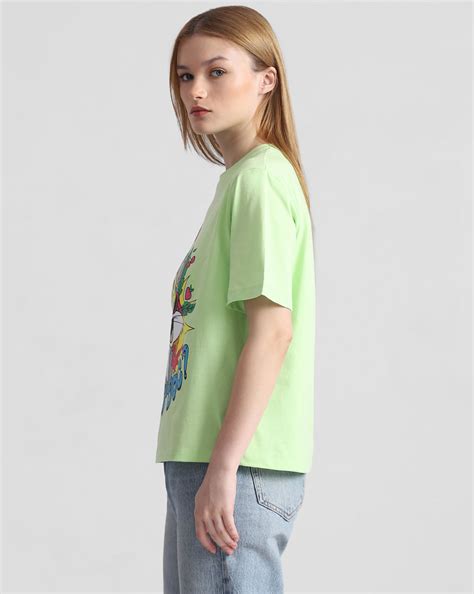 X LOONEY TUNES Fluorescent Green Printed T-shirt