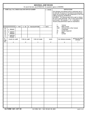 DA 1307 1993 - Fill and Sign Printable Template Online