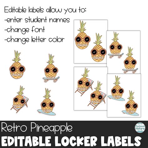Summer Name Tags - Pineapple Editable Locker Labels or Cubby Tags ...
