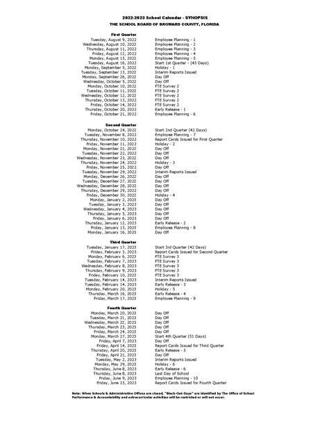 Broward County Public Schools Calendar Holidays 2022-2023