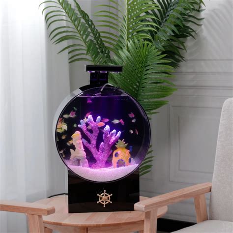 Aquarium Living Room Small Cylindrical Fish Tank Vertical Goldfish ...