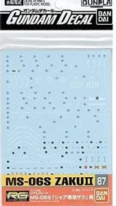 Bandai Hobby GD87 RG MS06s Zaku II Bandai Decal 0Bag/6BAN166801 - GD87 ...